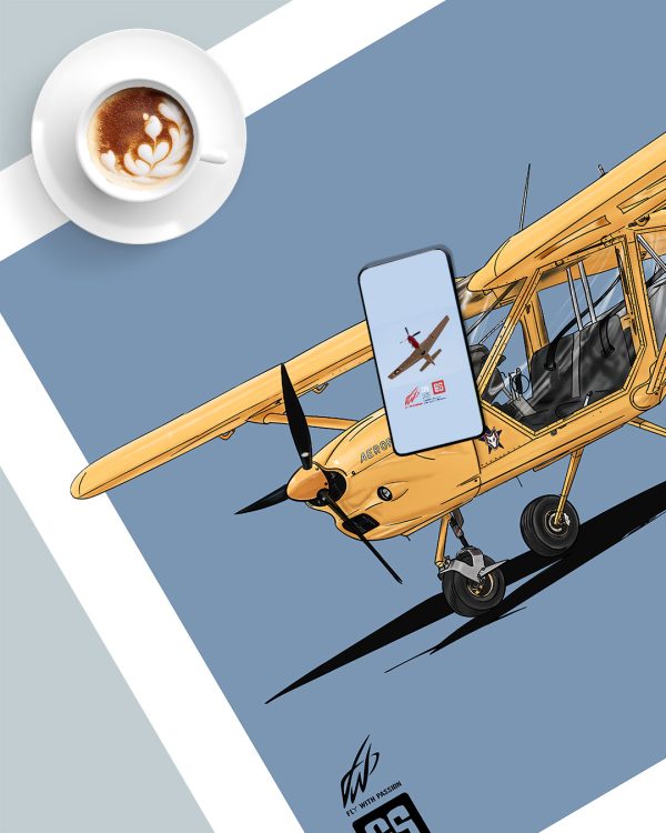 Aeroprakt-22LS Foxbat ZU-SAM Art Illustration Print Dark Blue Cropped Background