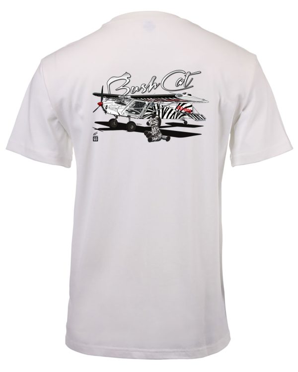 Bush Cat Zebra WHITE T-Shirt with special Mascot 1- Front & Back Print