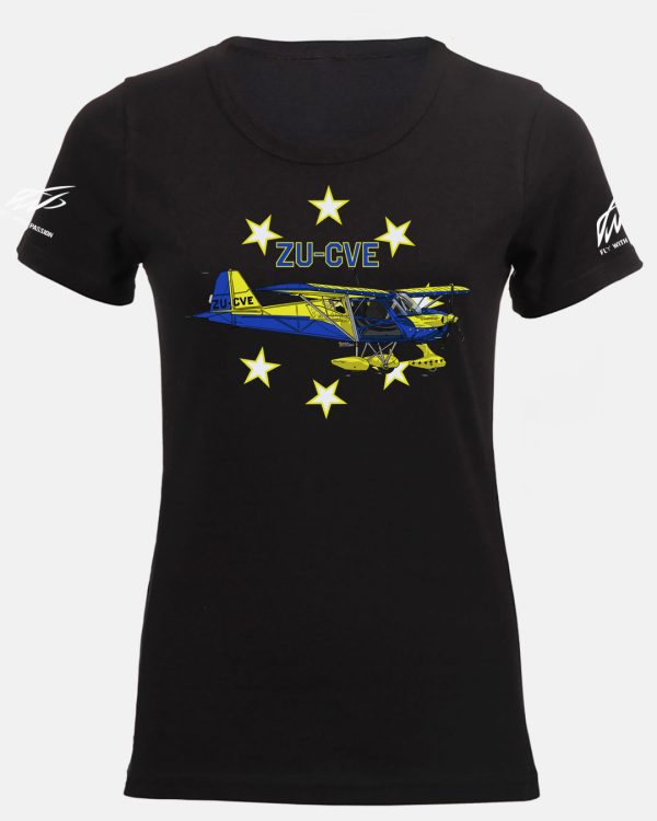 Cheetah-ZU-CVE Women's Short Sleeve Fitted BLACK T-Shirt - Front & Sleeve Print - 1